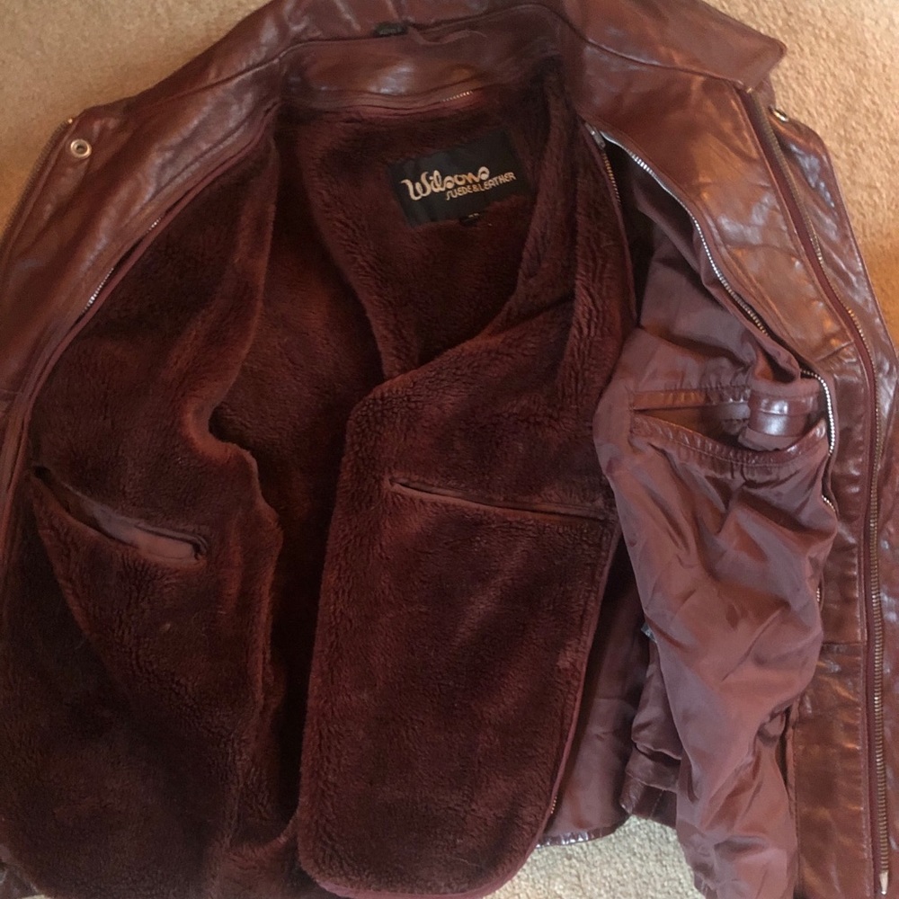 FLASH SALE! VTG 70s Wilson’s red leather jacket zip out lining &inside pockets! - Picture 4 of 6